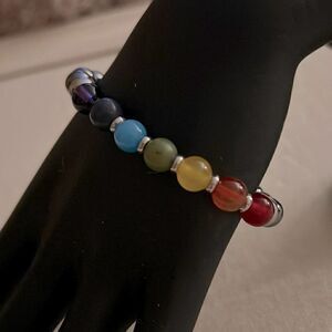 MAGNETIC THERAPY AND REIKI HEALING bracelet with 7 chakra beads - L- NWOT
